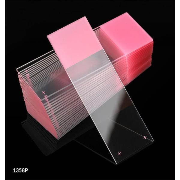 Globe Scientific Diamond Frosted Microscope Slide 3X1" Pink W/ +Chrg/90D Grounded Edg 72X20/Ca - 1358P