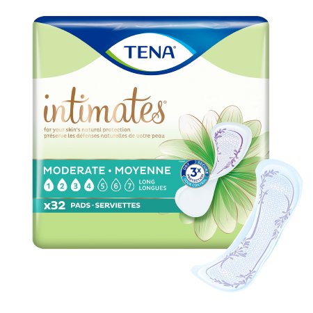 TENA Intimates Moderate Thin - Bladder Control Pad 13 Inch Length Moderate Absorbency Dry-Fast Core One Size Fits Most Adult Female Disposable - 54266
