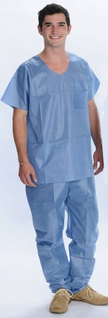Valumax International Scrub Shirt Medium Ceil Blue 1 Pocket Short Sleeves Unisex - 3520U-CB
