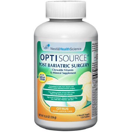Nestle Healthcare Nutrition Optisource Multivitamin Supplement Sugar, Calcium Citrate, Dicalcium Phosphate, Magnesium Oxide Tablet 120 per Bottle Citrus Flavor - 43900374826