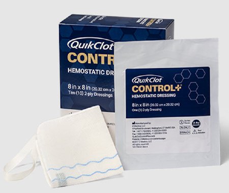QuikClot Control+ - Hemostatic Dressing 8 X 8 Inch 1 per Pack Individual Packet Kaolin Sterile - 4010