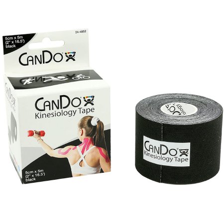 CanDo - Kinesiology Tape Water Resistant Cotton / Rayon 2 Inch X 5 Yard Black NonSterile - 24-4852