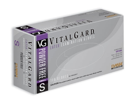 Dash Medical Gloves VitalGard Exam Glove Large NonSterile Latex Standard Cuff Length Fully Textured Natural Not Chemo Approved - VPF100L