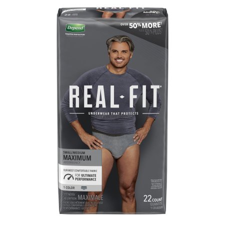 Depend Real Fit - Male Adult Absorbent Underwear Pull On with Tear Away Seams Small / Medium Disposable Heavy Absorbency - 50976