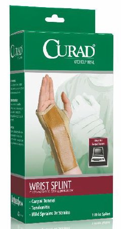 Curad - Wrist Brace Aluminum / Elastic Left Hand Beige X-Large - Medline - ORT19100LXLD