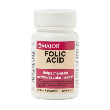 Major Pharmaceuticals Major Mineral Supplement Folic Acid 800 mg Strength Tablet 100 per Bottle - 10006073022