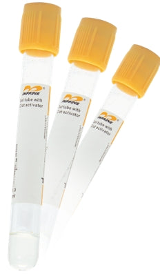 Innovative Medical Technologies Improvac Venous Blood Collection Tube Serum Tube Clot Activator / Separator Gel Additive 16 X 100 mm 8.5 mL Gold Conventional Closure Polyethylene Terephthalate (PET) Tube - 50002
