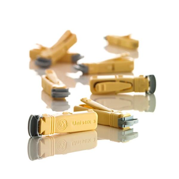 Owen Mumford Lancet Unistik 3 23Gx1.8Mm Medium Flow Sterile Yellow Incision Device 200/Bx - AT 1004