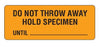 Shamrock Scientific - Pre-Printed Label Laboratory Use Orange Paper Do Not Throw Away Hold Specimen Black Lab / Specimen 1 X 2-1/4 Inch - UPCR-6003