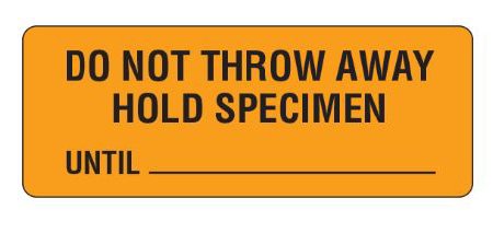 Shamrock Scientific Pre-Printed Label Laboratory Use Do Not Throw Away Hold Specimen Orange 1 X 2-1/4 Inch - UPCR-6003