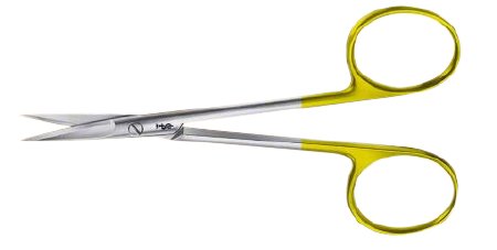 DuroTip - Iris Scissors 4-3/8 Inch Length Surgical Grade Stainless Steel / Tungsten Carbide NonSterile Finger Ring Handle Straight Blades Sharp Tip / Sharp Tip - BC210R