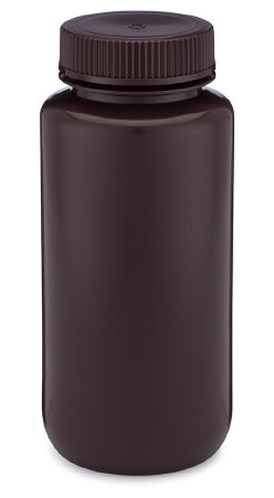 Globe Scientific BOTTLE, LAB WIDE MOUTH RND HDPE PP AMBER CLSR 500ML (12/PK) - 7010500A