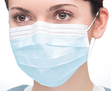 Valumax International Tissue-Soft Procedure Mask Pleated Earloops One Size Fits Most Sky Blue - 5230E-SB