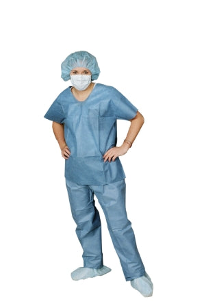 Valumax International TOP, SCRUB U-NECK CEIL BLUE UNESEX MED (10/PK) - 3620CBM-U