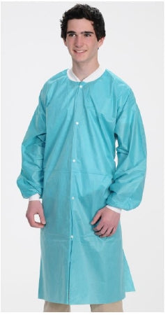Valumax International ValuMax Easy Breathe Lab Coat Teal Large Long Sleeves Knee Length - 3560TEL