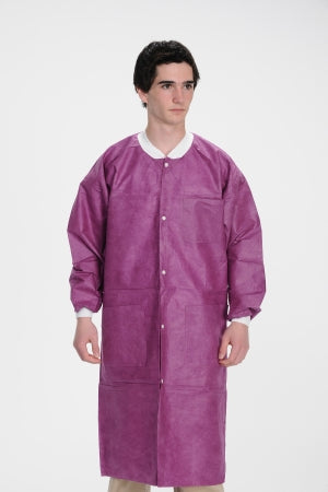 Valumax International ValuMax Extra-Safe Lab Coat Cranberry Small Long Sleeves Knee Length - 3660CYS