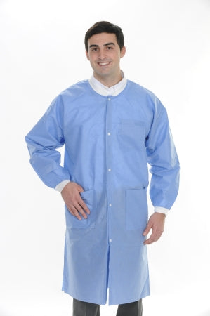 Valumax International Lab Coat Valumax Extra-Safe Steel Blue Medium Knee Length Limited Reuse - 3660EBM