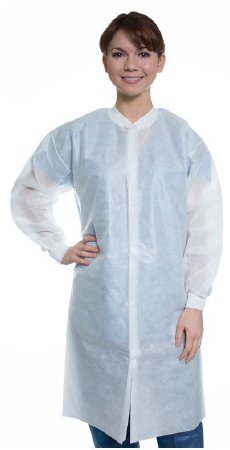 Long Sleeves Knee Length Lab Coat - White