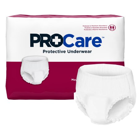 ProCare - Unisex Adult Absorbent Underwear Pull On with Tear Away Seams Medium Disposable Moderate Absorbency - CRU-512