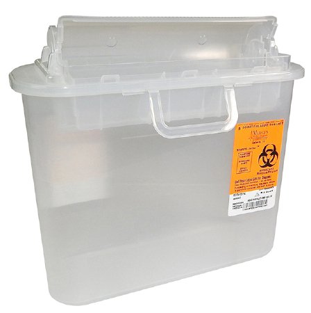 Sharps-Tainer - Sharps Container 10-1/2 X 3-1/2 X 10-1/2 Inch 5.4 Quart Translucent Base / Translucent Lid Horizontal Entry Rotating Lid - 8708C