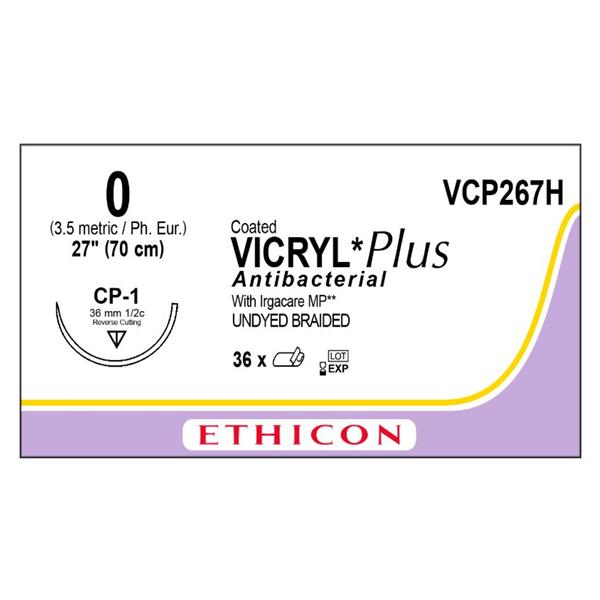 Ethicon Inc,a J & J Company Suture 0 Tcs/Pg910 Cp-1 Coated Vicryl Plus Undyed 27" Braid 36/Bx - VCP267H