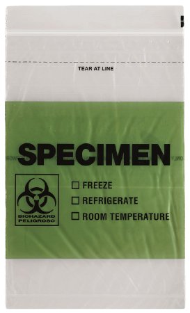 RD Plastics Company - Specimen Transport Bag with Document Pouch 6 X 9 Inch Zip Closure Biohazard Symbol / Storage Instructions NonSterile - Q768