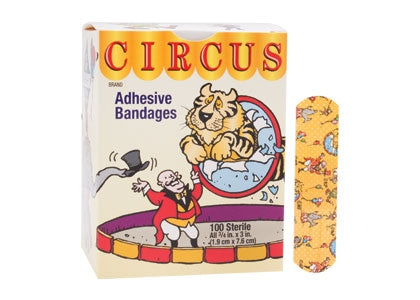 Dukal BANDAGE, ADH CIRCUS KIDS 3/4"X3" (100/BX 12BX/CS) - 15673