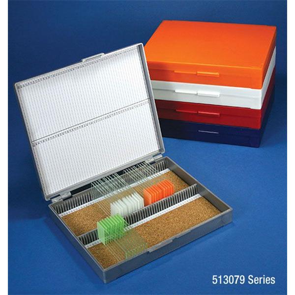 Globe Scientific Microscope Slide Storage Box Gray 100 Position Ea - 513079A