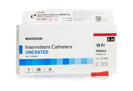 McKesson McKesson Urethral Catheter Straight Tip PVC 18 Fr. 6 Inch - 16-F618