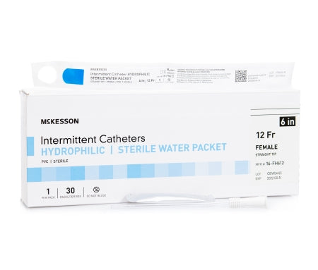 McKesson McKesson Urethral Catheter Straight Tip Hydrophilic Coated PVC 12 Fr. 6 Inch - 16-FH612