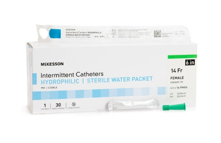McKesson McKesson Urethral Catheter Straight Tip Hydrophilic Coated PVC 14 Fr. 6 Inch - 16-FH614