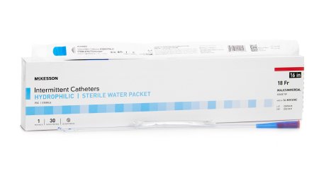 McKesson - Urethral Catheter Coude Tip Hydrophilic Coated PVC 18 Fr. 16 Inch - 16-MH1618C