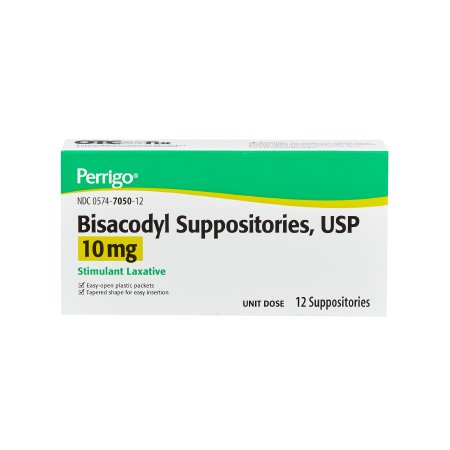 Perrigo - Laxative Suppository 12 per Box 10 mg Strength Bisacodyl USP - 00574705012