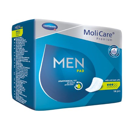 MoliCare Premium Men - Bladder Control Pad 7 X 10 Inch Light Absorbency Polymer Core One Size Fits Most Adult Male Disposable - 168603