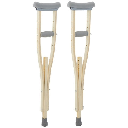Sammons Preston - Underarm Crutches Wood Frame Adult 351 lbs. Weight Capacity Wing Nut Adjustment - 081585397