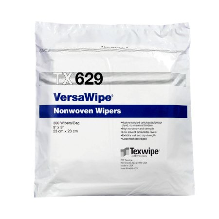 VersaWipe - Cleanroom Wipe White NonSterile 45% Polyester / 55% Cellulose Nonwoven 9 X 9 Inch Disposable - Texwipe - TX629