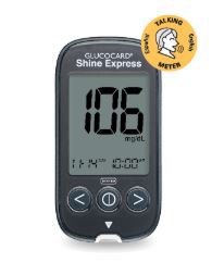 Glucocard Shine - Blood Glucose Meter 5 Second Results Stores Up To 1000 Results with Date and Time Auto Coding - 544110