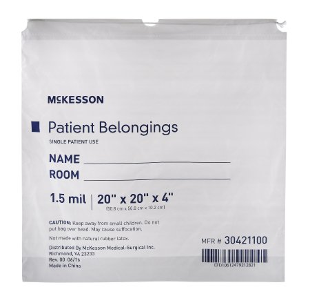 McKesson Patient Belongings Bag Polyethylene Drawstring Closure  4 X 20 X 20 Inch