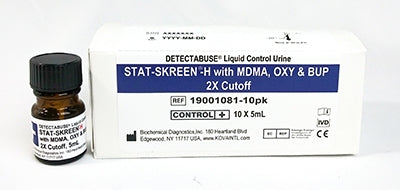 Detectabuse Stat-Skreen-H - Drugs of Abuse Control DOA 15-Drug Panel with BUP, OXY, MDMA Positive Level 10 X 5 mL - Kova International - 19001081-10PK