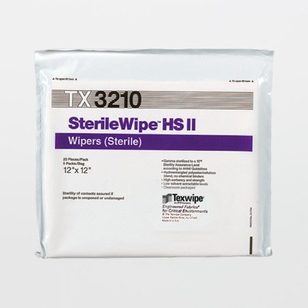 SterileWipe - Cleanroom Wipe ISO Class 5 - 8 White Sterile 45% polyester / 55% Cellulose Nonwoven 12 X 12 Inch Reusable - TX3210