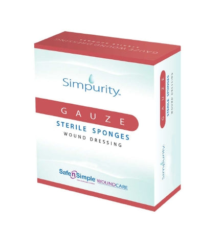 Safe N Simple Simpurity Gauze Sponge Cotton 12-Ply 6 X 6-3/4 Inch Rectangle Sterile - SNS52324