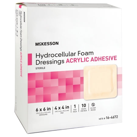 Mckesson Brand Foam Dressing Mckesson 6 X 6 Inch Square Acrylic Adhesive With Border Sterile - 16-4672