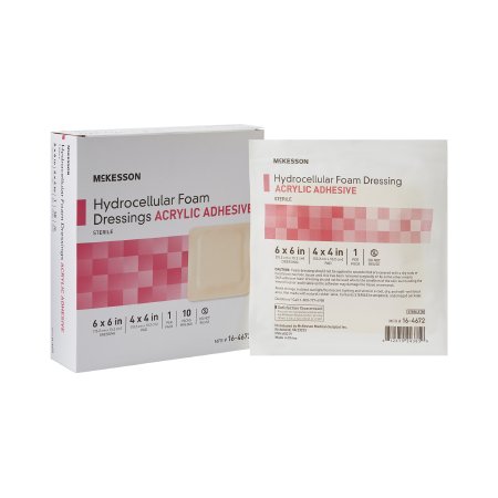 McKesson - Foam Dressing 6 X 6 Inch Square Acrylic Adhesive with Border Sterile - 16-4672