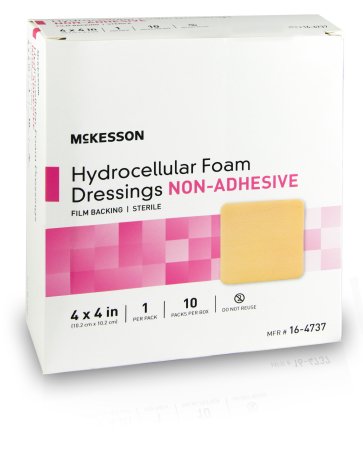 Mckesson Brand Foam Dressing Mckesson 4 X 4 Inch Square Non-Adhesive Without Border Sterile - 16-4737