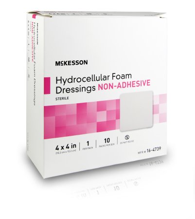 Mckesson Brand Foam Dressing Mckesson 4 X 4 Inch Square Non-Adhesive Without Border Sterile - 16-4739