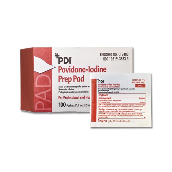 PDI Professional Disposables Pad Prep Pvp Iodine 10% Large 1-3/4X3-1/2" 1000/Case - C12400