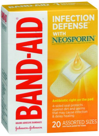 Band-Aid Plus Antibiotic - Adhesive Strip Assorted Sizes Plastic Rectangle Tan Sterile - 10381370055706