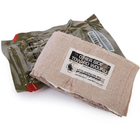 NAR - Trauma Pressure Dressing with Wrap 4 X 70 Inch Standard Compression Closure Bar Tan / White 8 X 10 Inch Pad Sterile - 30-0165