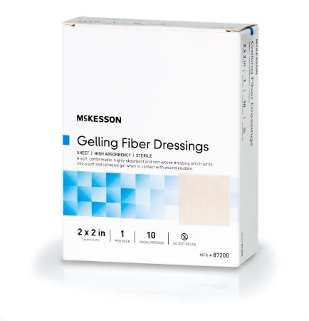 Mckesson Brand Absorbent Gelling Fiber Dressing Mckesson Carboxymethyl Cellulose (Cmc) 2 X 2 Inch - 87200