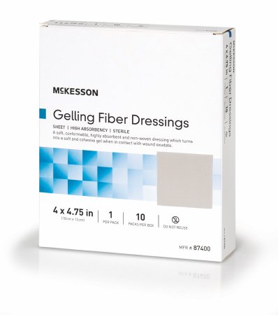 Mckesson Brand Absorbent Gelling Fiber Dressing Mckesson Carboxymethyl Cellulose (Cmc) 4 X 4-3/4 Inch - 87400